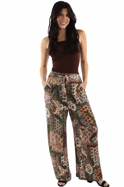 Scully- Women's Paisley and Roses Palazzo Pants