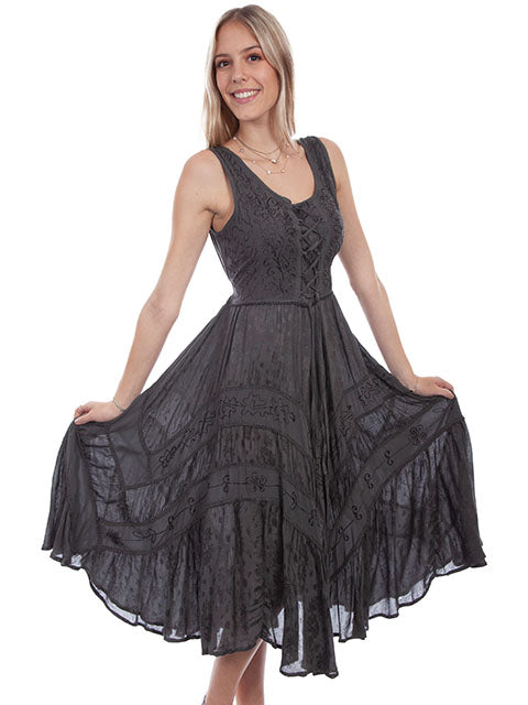 SCULLY: Women's Lace-Up Front Perfect Flowy Sun Dress (SO MANY COLORS)