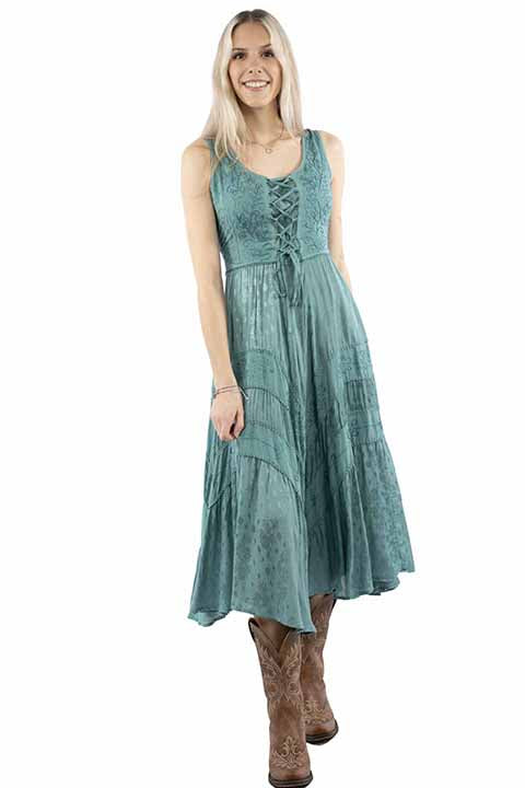 SCULLY: Women's Lace-Up Front Perfect Flowy Sun Dress (SO MANY COLORS)