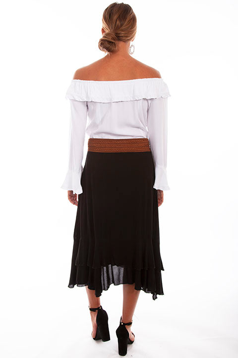 Cantina Midi Length Ruffle Skirt with Belt