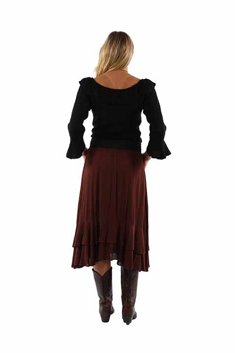 Cantina Midi Length Ruffle Skirt with Belt