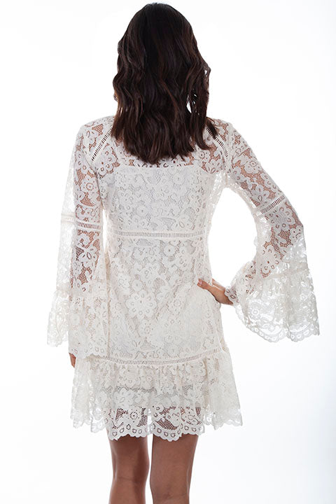 Scully-: Women's Full Lace Long Bell Sleeve Cocktail Dress