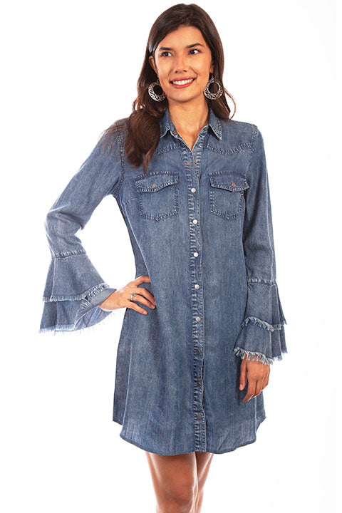 SCULLY: Women's Bell Sleeve Denim Dress