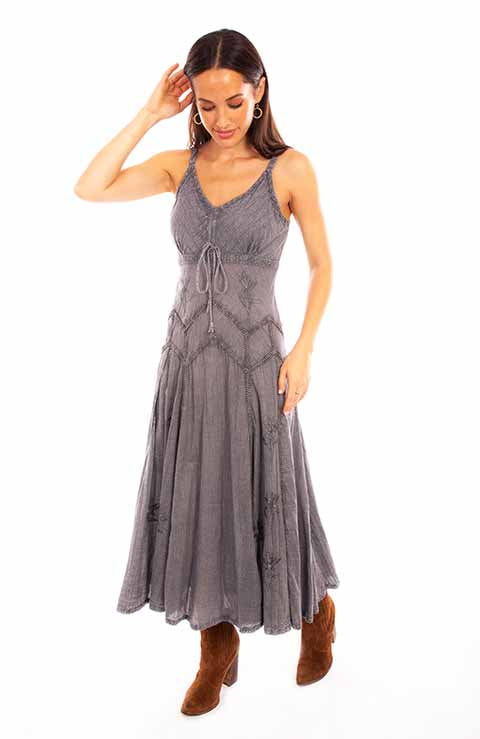 Scully: Women's Patchwork Spaghetti Strap Dress with Front Tie