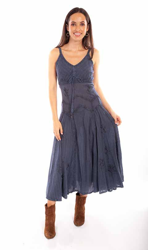 Scully: Women's Patchwork Spaghetti Strap Dress with Front Tie