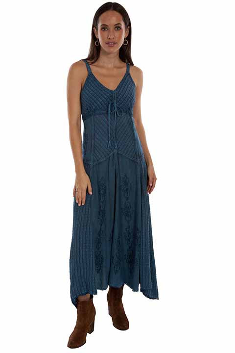 Scully: Women's Patchwork Spaghetti Strap Dress with Front Tie