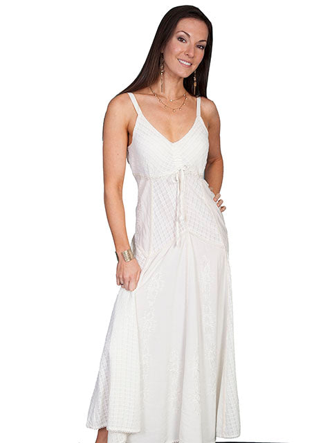 Scully: Women's Patchwork Spaghetti Strap Dress with Front Tie