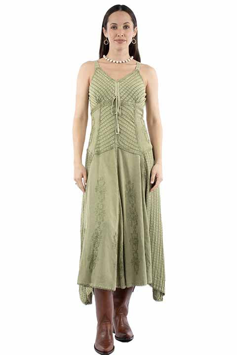 Scully: Women's Patchwork Spaghetti Strap Dress with Front Tie