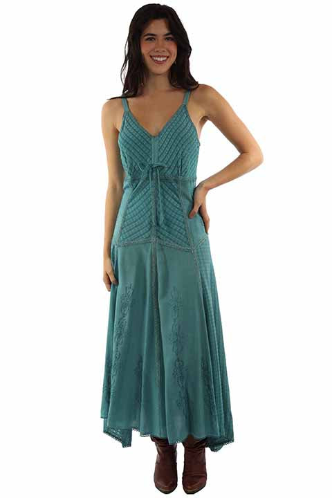 Scully: Women's Patchwork Spaghetti Strap Dress with Front Tie