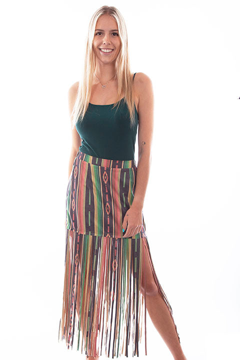Scully- Serape Fringe Skirt