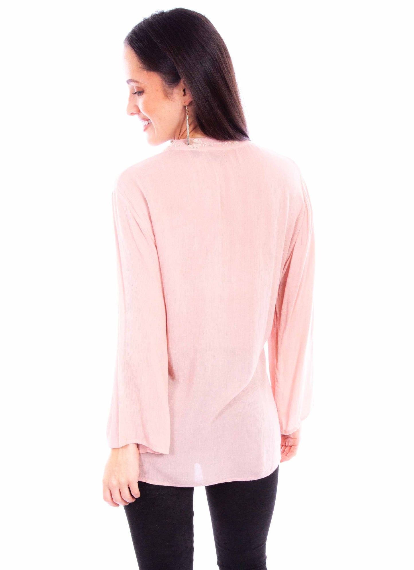 PULLOVER V NECK EMB. L/S BLOUSE