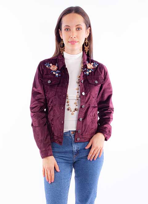 SCULLY: Women's Denim Styled Velvet Embroidered Jacket
