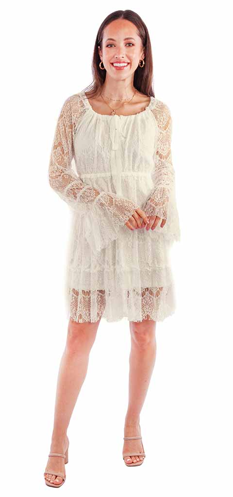 SCULLY: Women's Ivory Floral Lace Cocktail Dress