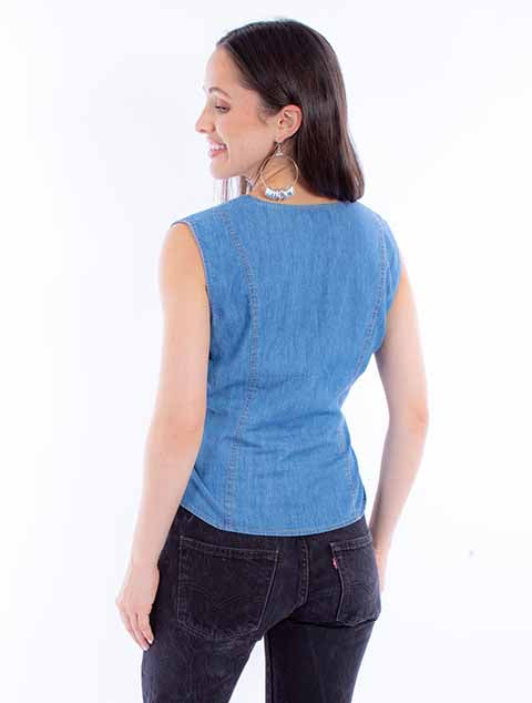 SCULLY: Women's Lace Tie Denim Vest