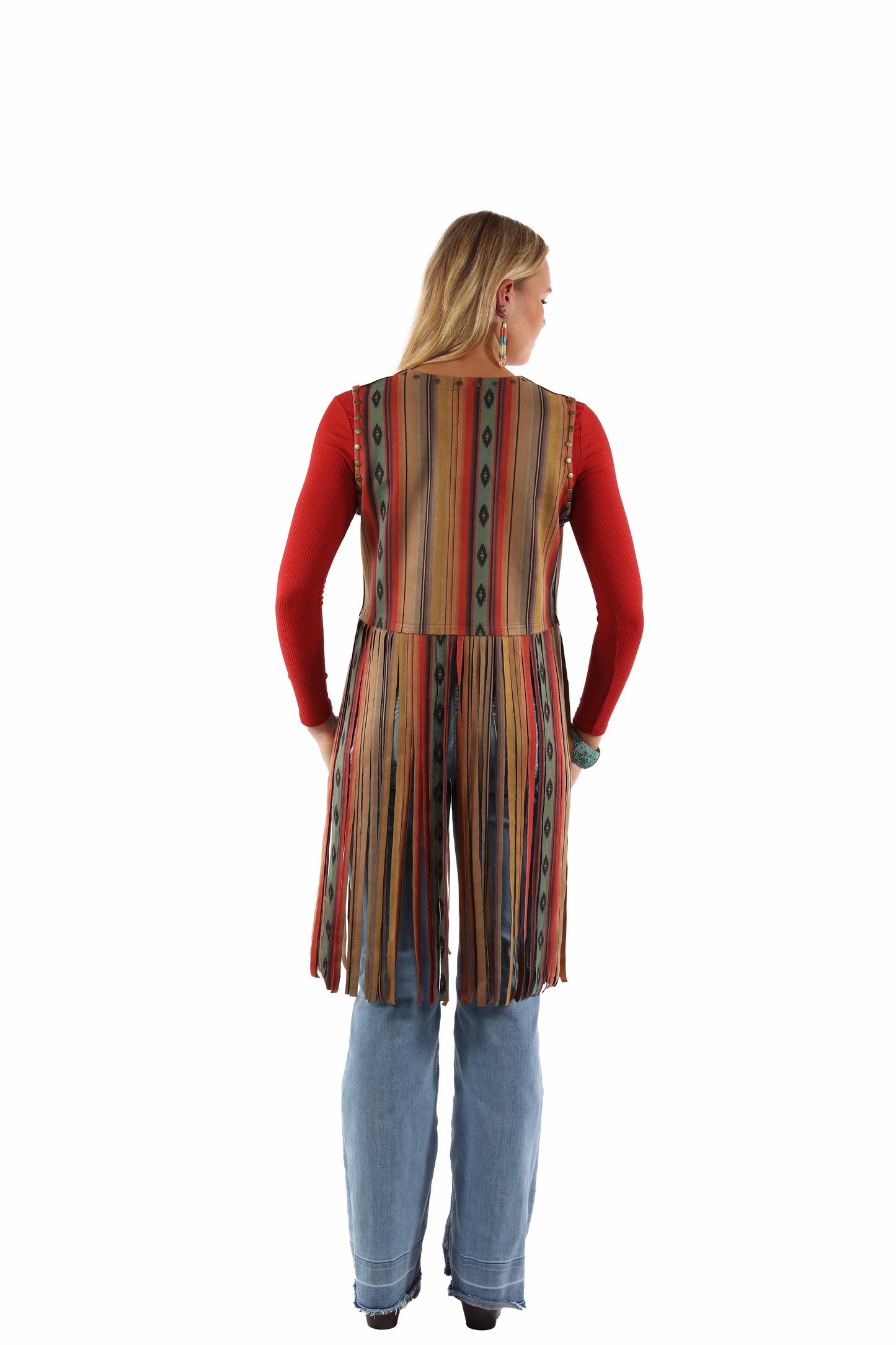 SHORT SERAPE VEST W/LONG FRINGE