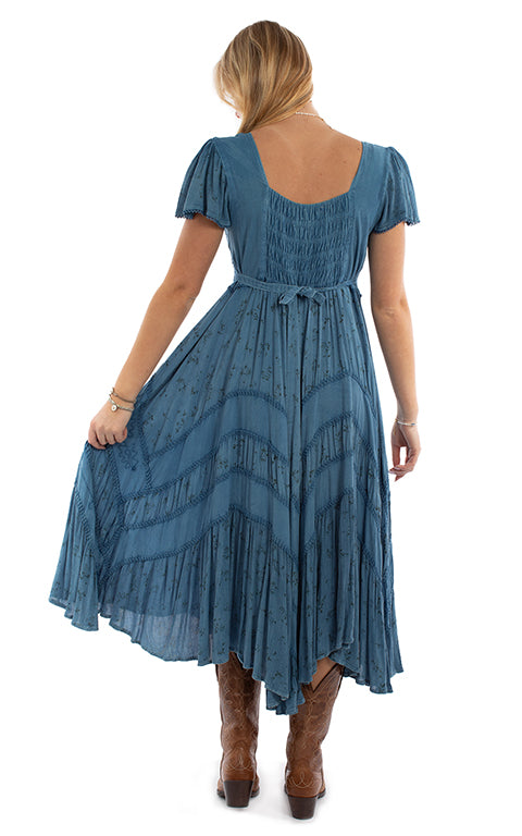 Scully: Cap Sleeve Floral Embroidery Casual Dress