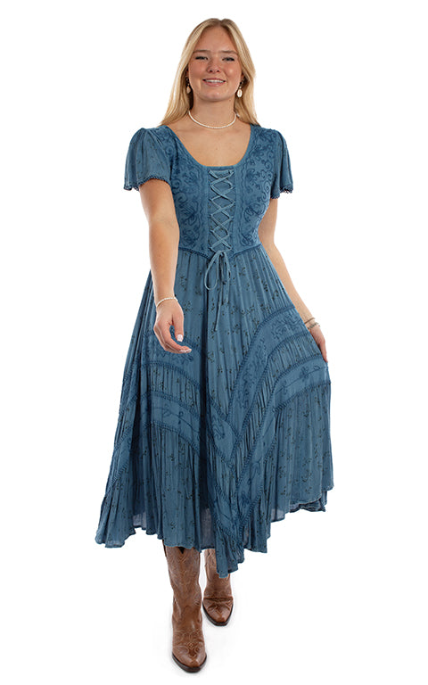 Scully: Cap Sleeve Floral Embroidery Casual Dress