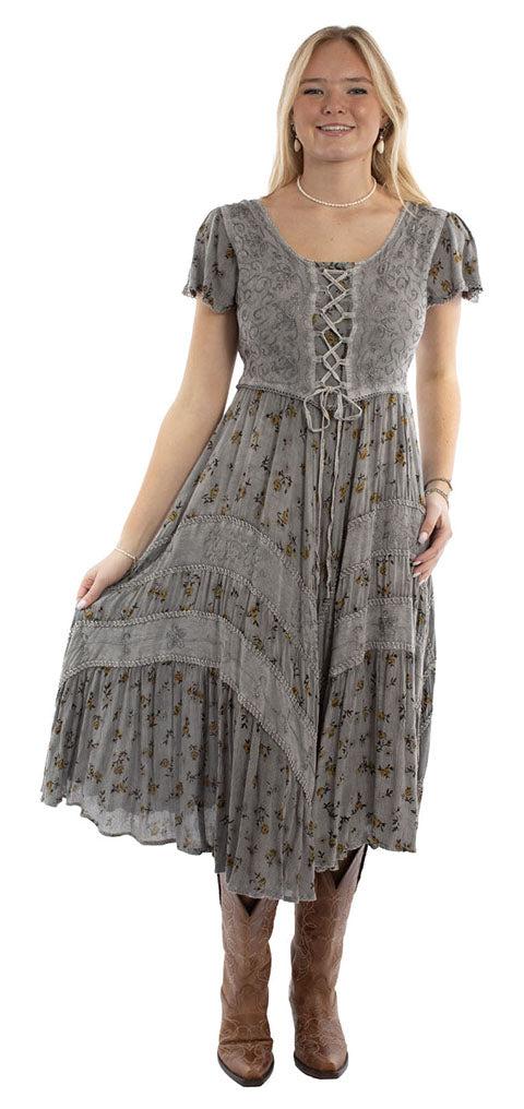 Scully: Cap Sleeve Floral Embroidery Casual Dress
