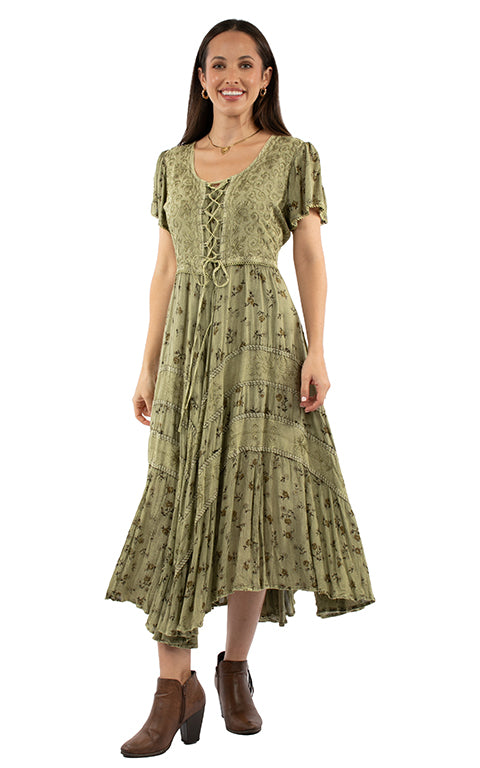 Scully: Cap Sleeve Floral Embroidery Casual Dress