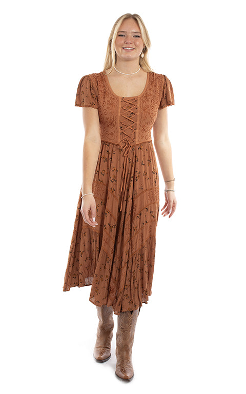 Scully: Cap Sleeve Floral Embroidery Casual Dress