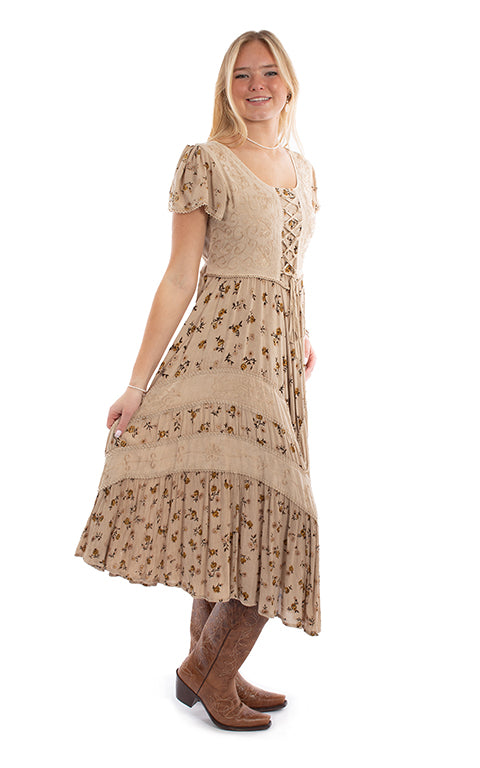 Scully: Cap Sleeve Floral Embroidery Casual Dress