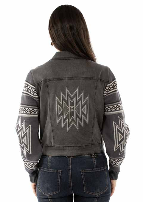 SCULLY: Sweater Sleeved Denim Jacket