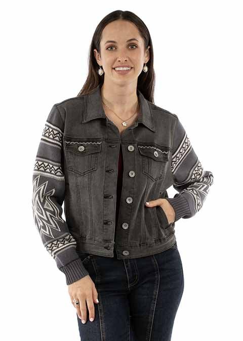 SCULLY: Sweater Sleeved Denim Jacket