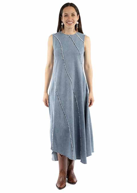 SCULLY: Women's Raw Edged Paneled Maxi Dress