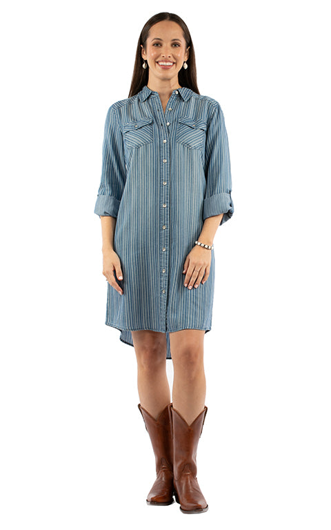 SCULLY: Women's Railstripe Button Down Dress