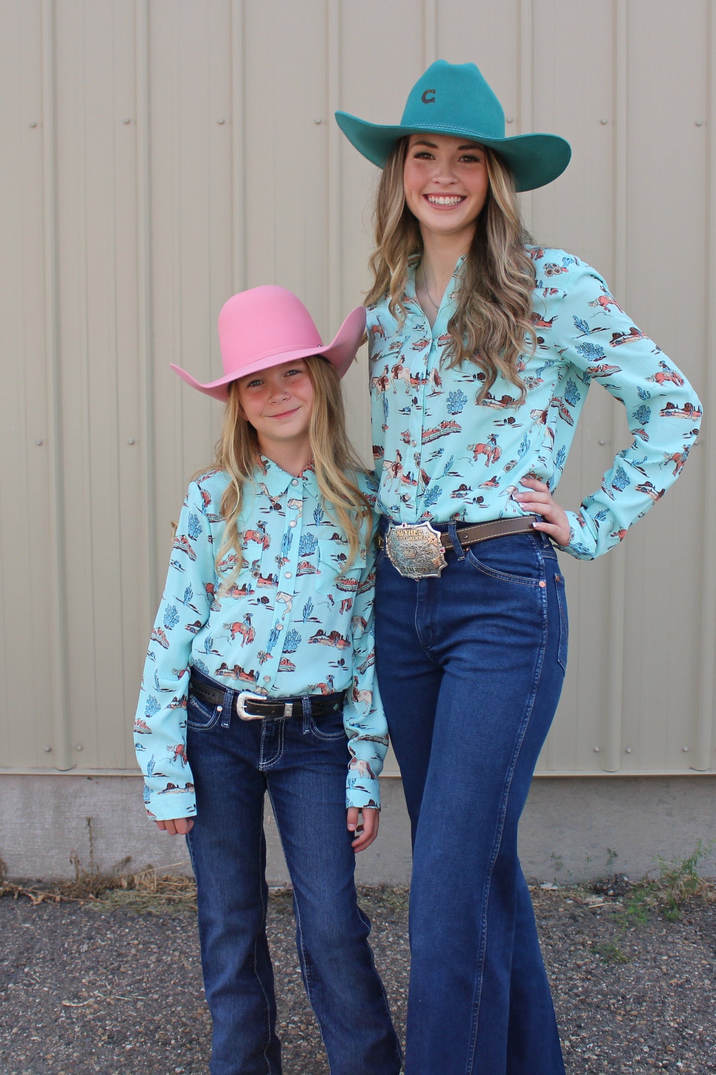 ROPER GIRLS LONG SLEEVE SNAP DESERT TOILE PRINT RAYON WESTERN BLOUSE