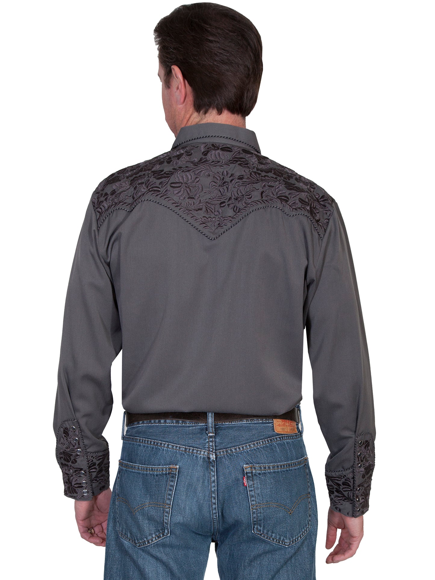 SCULLY FLORAL TOOLED EMBROIDERY SHIRT - Charcoal