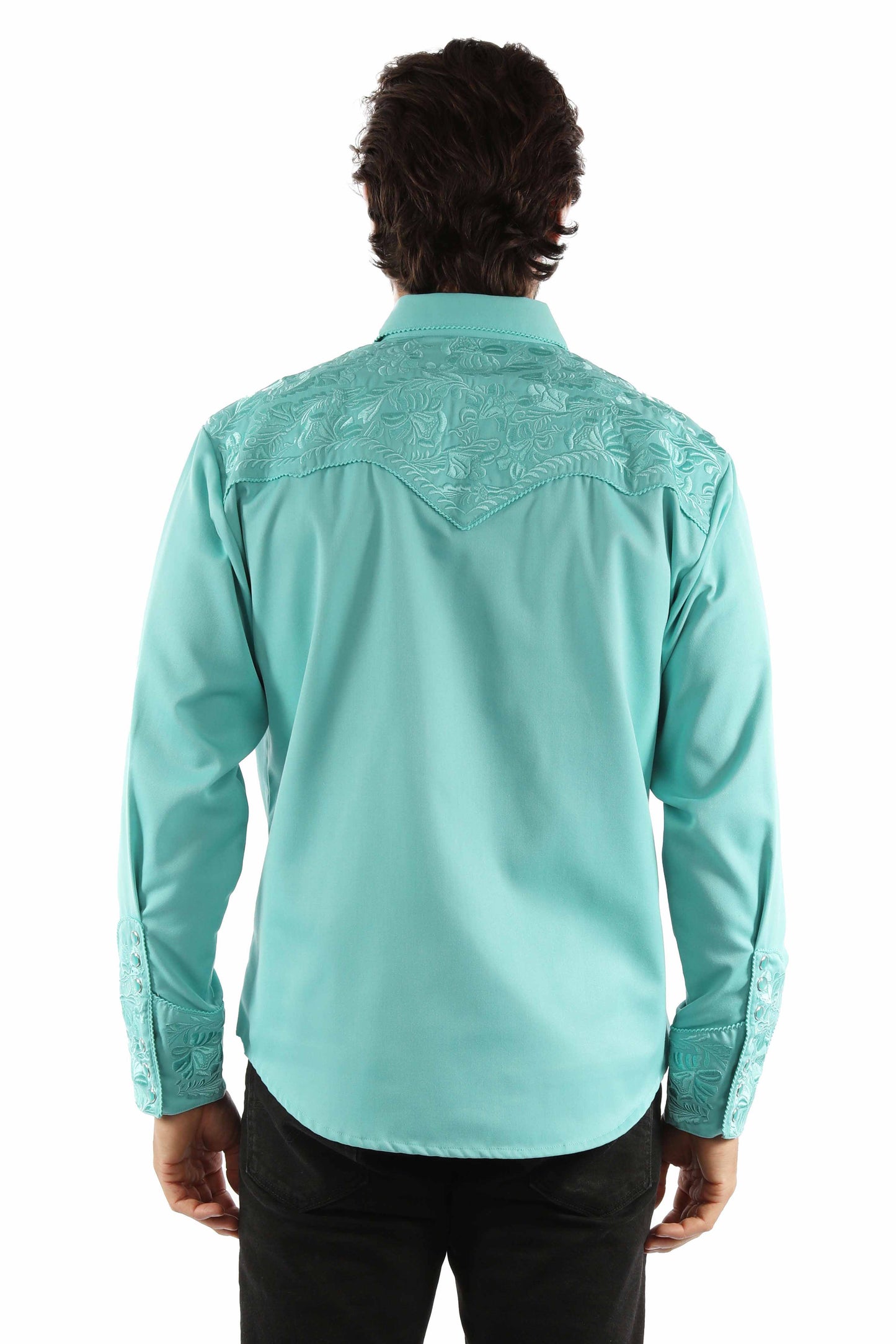 SCULLY FLORAL TOOLED EMBROIDERY SHIRT - Caribbean