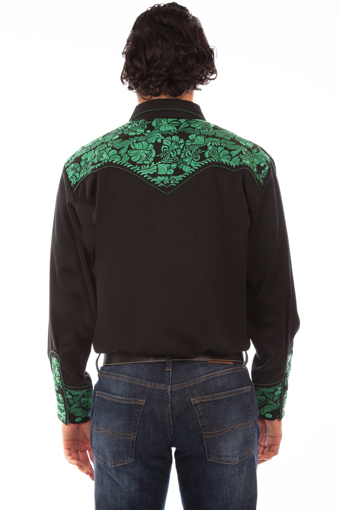 SCULLY FLORAL TOOLED EMBROIDERY SHIRT - Emerald