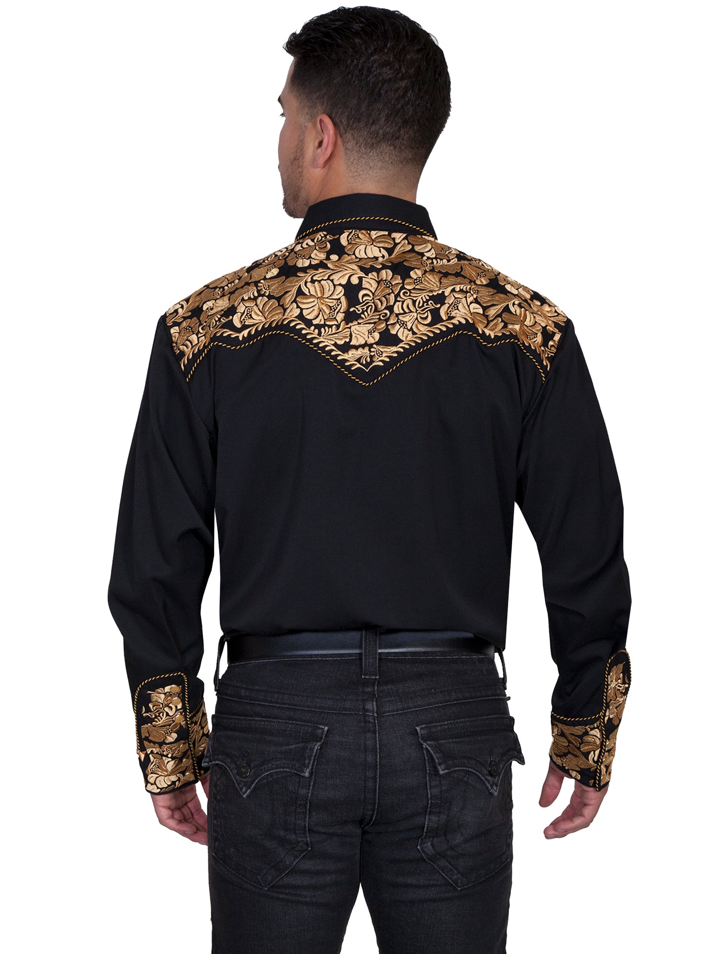 SCULLY FLORAL TOOLED EMBROIDERY SHIRT - Gold