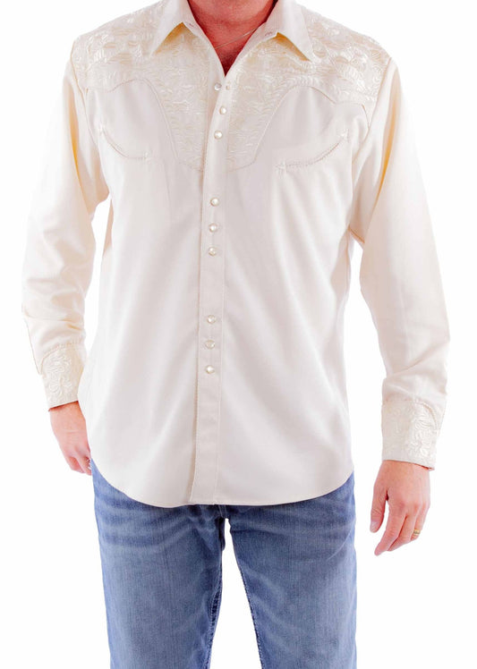 SCULLY FLORAL TOOLED EMBROIDERY SHIRT - Ivory