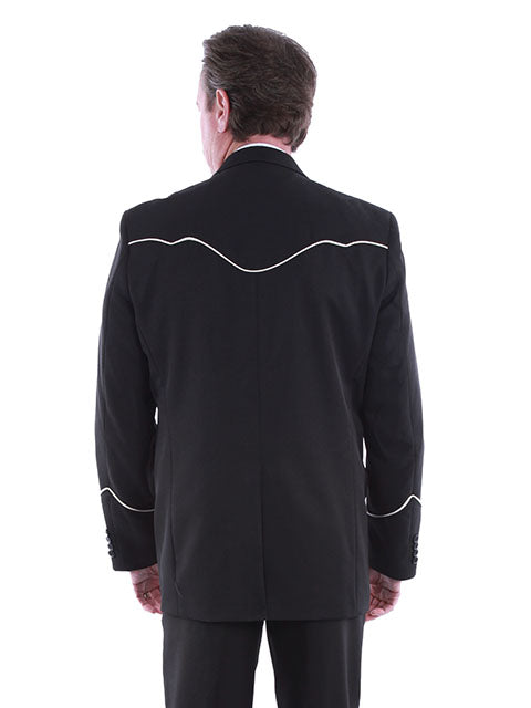 SCULLY- Men's Black Blazer with Yoke Piping