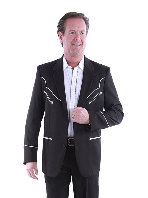 SCULLY- Men's Black Blazer with Yoke Piping