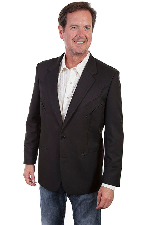 SCULLY- Men's Black Blazer with Yoke Piping