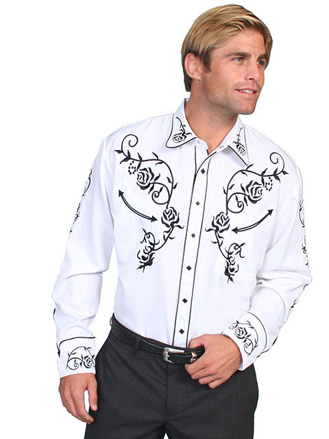 SCULLY ROSE EMBROIDERY SHIRT- White and Black
