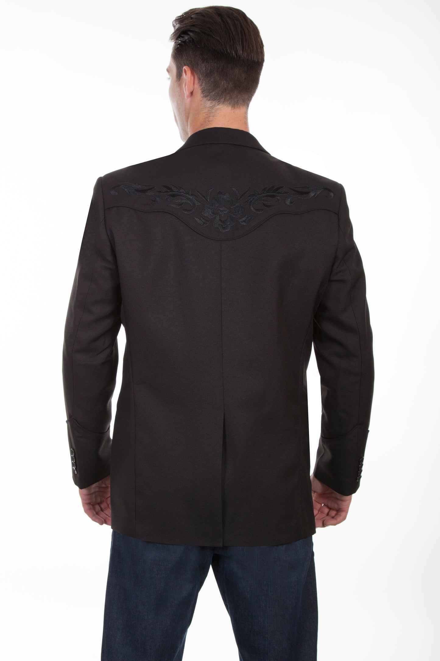 SCULLY FLORAL TONAL EMB. BLAZER - Black