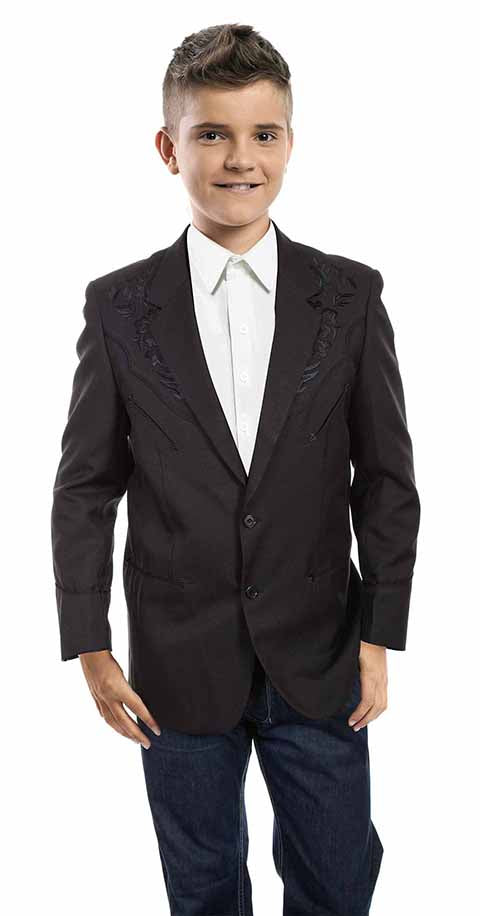 SCULLY Kids- Black Blazer With Rose Embroidery