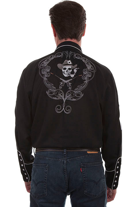 SCULLY SMOKING PISTOLS EMBROIDERY SHIRT - Black