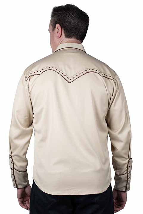 SCULLY EMBROIDERY SHIRT SILVER COLLAR TIPS- Creme & Collar tips