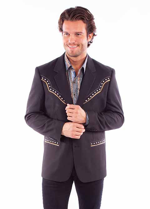 SCULLY- Men's Blazer With Diamond Yoke
