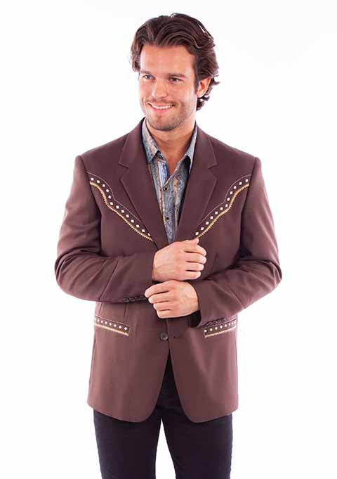 SCULLY- Men's Blazer With Diamond Yoke