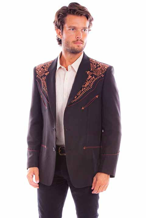 SCULLY- Men's Blazer With Scroll Embroidery