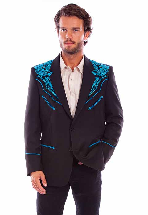 SCULLY- Men's Blazer With Scroll Embroidery