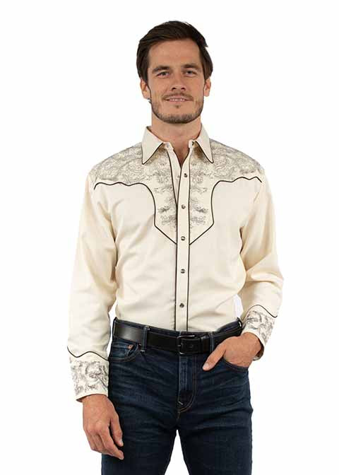 SCULLY SILVER FERN EMBROIDERY SHIRT- Cream