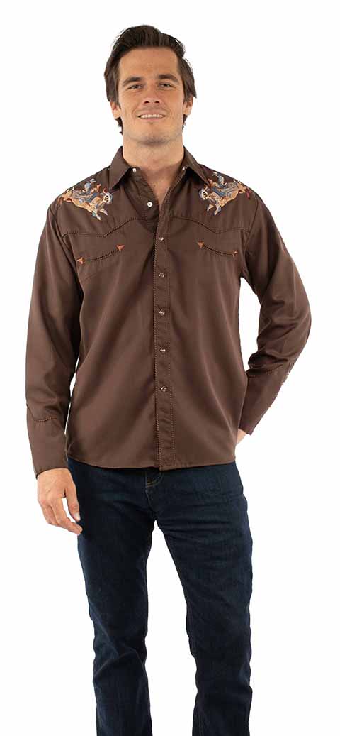 SCULLY RODEO BULL EMBROIDERY SHIRT
