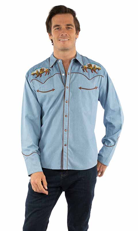 SCULLY WYOMING BUFFALO EMBROIDERY SHIRT